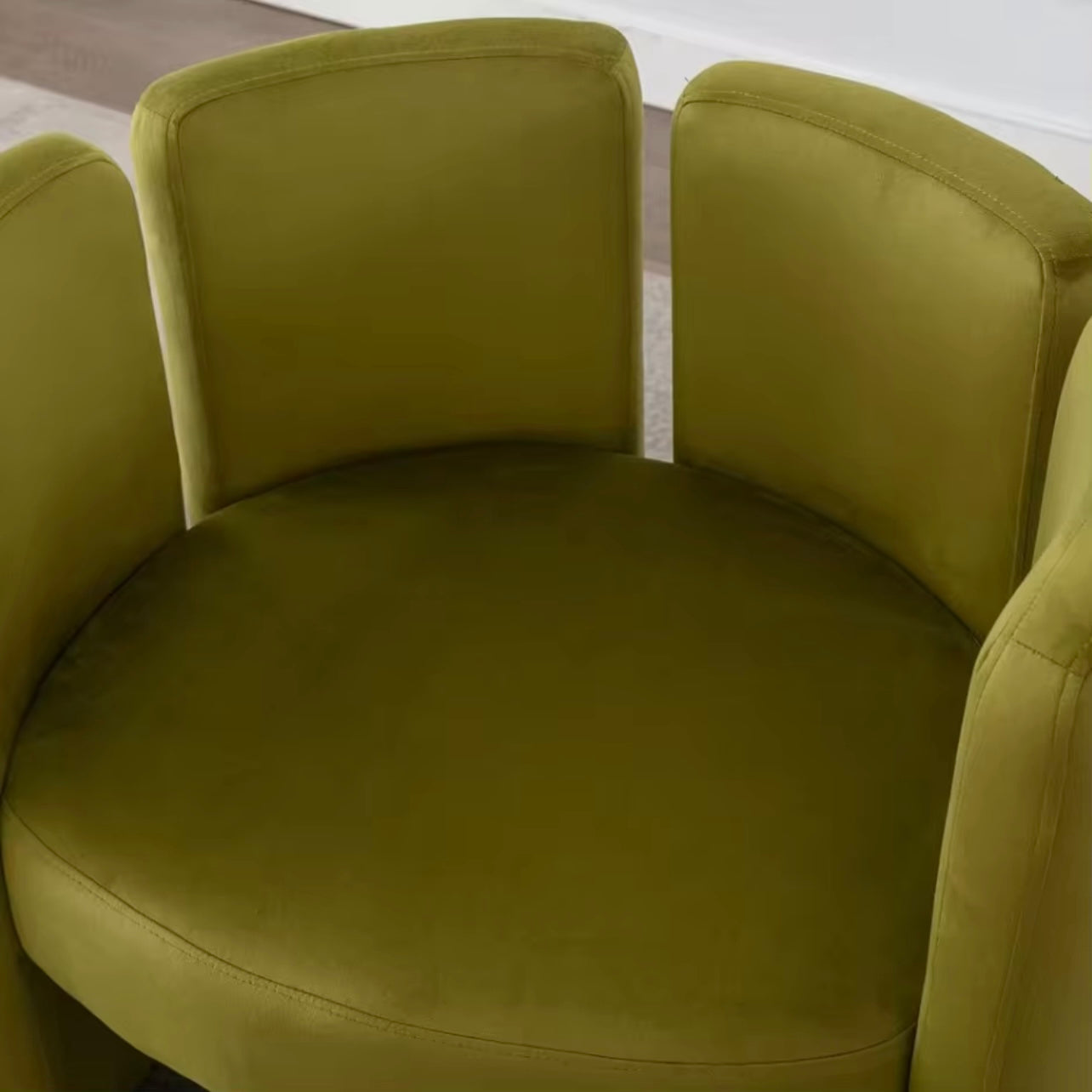 Velvet Upholstered Accent Chair, Green Barrel Side Chair