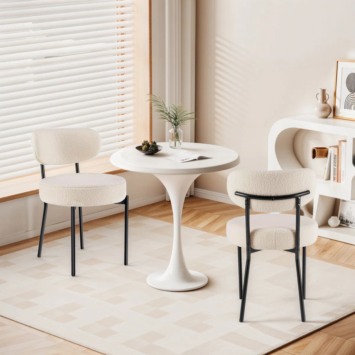 Cream White Bedroom Makeup Chair with Backrest