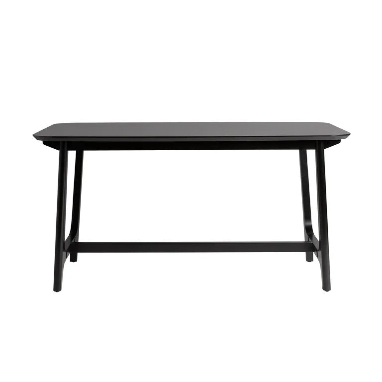 Mid-Century Trestle Dining Table, Black Ash