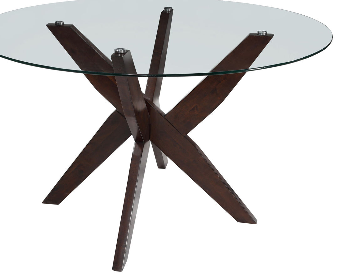 Dark Brown Dining Table with Glass Top