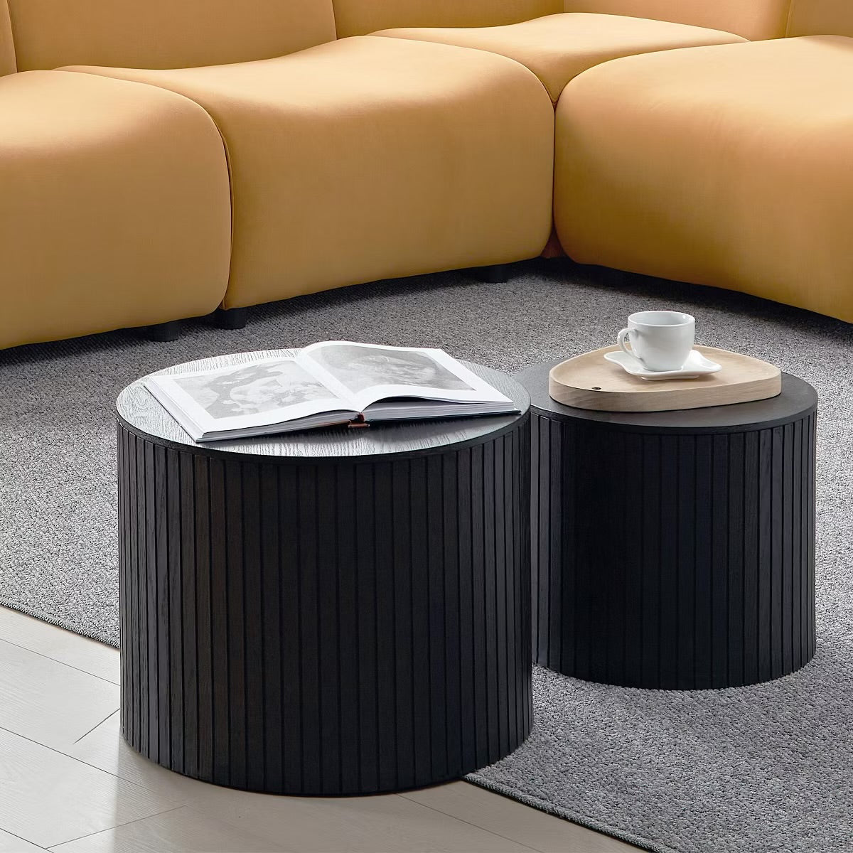 Modern Black Nesting Coffee Tables – Set of 2