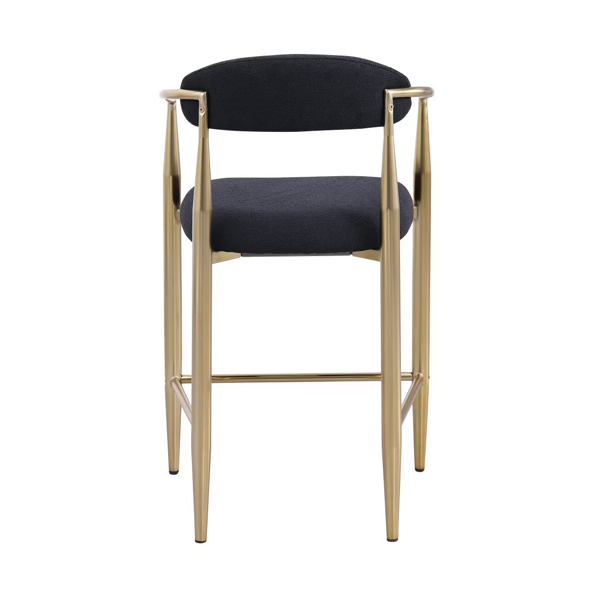 Set of 2 Boucle Upholstered Bar Stools Black & Gold