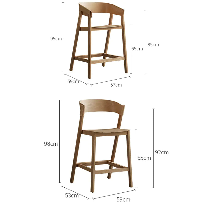 Modern Japanese Bar Stool with Backrest (Designer)