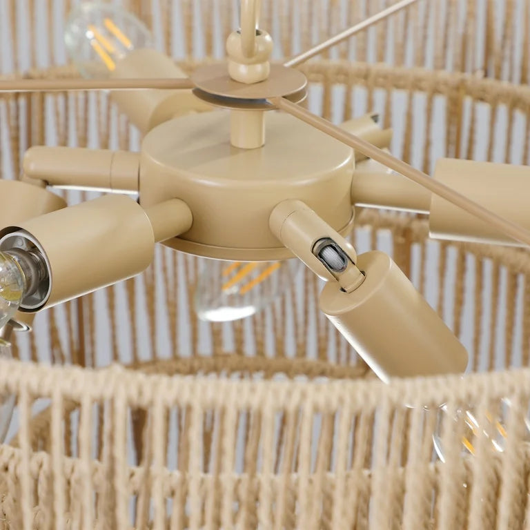 Rattan Chandelier – 4-Layer Farmhouse Pendant