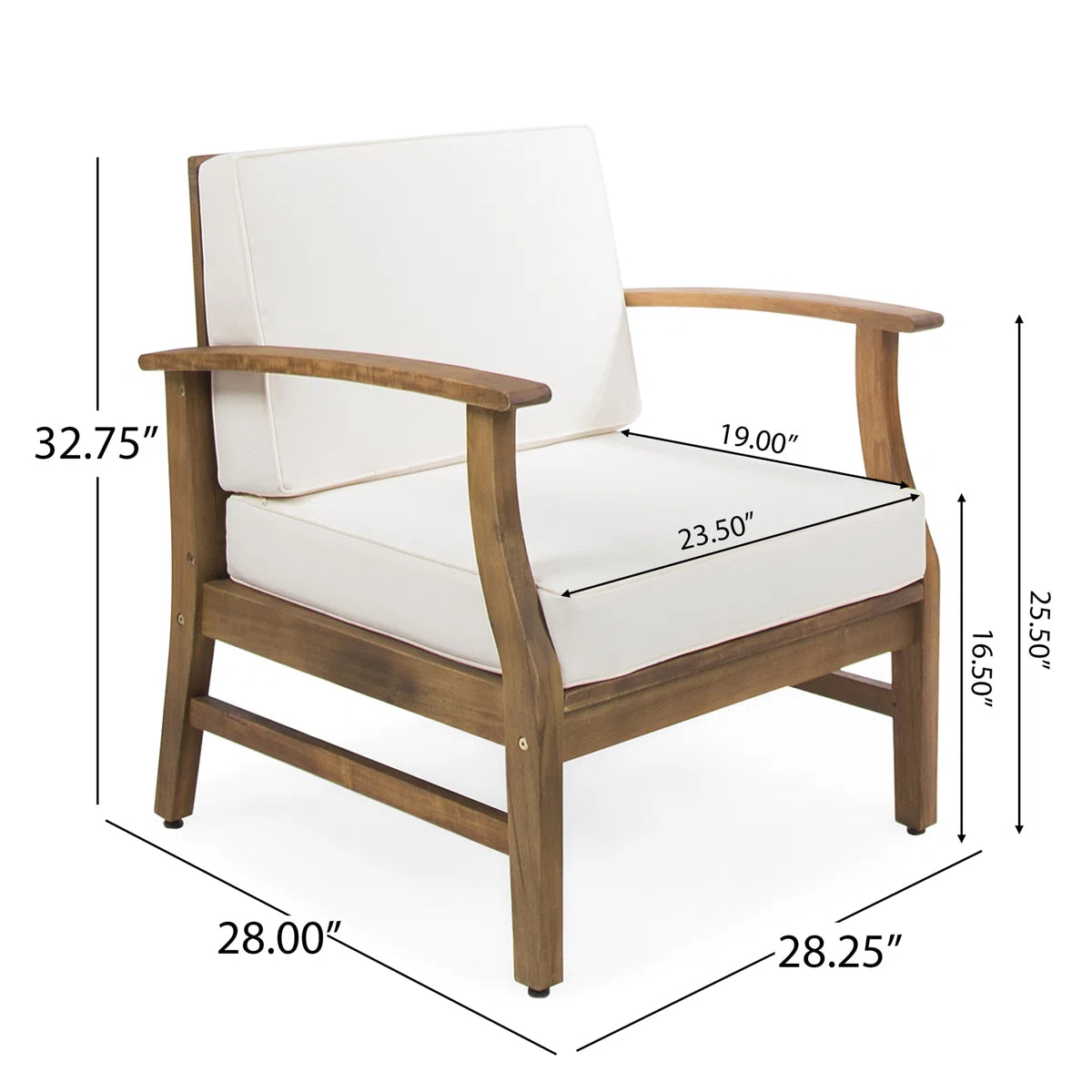 Cream Wooden Club Chair with Acacia Frame
