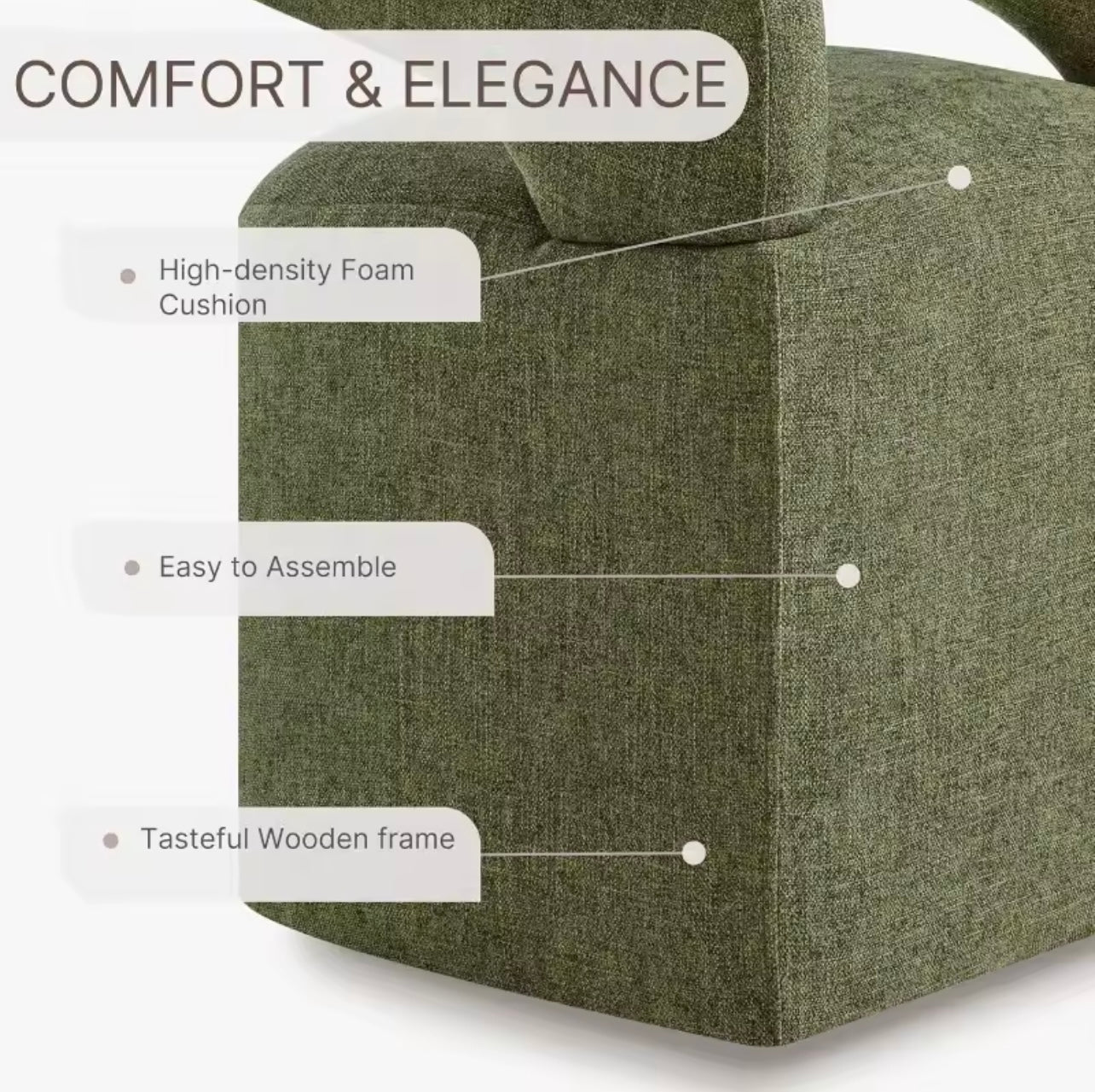 Set of 4 Upholstered Versatile Dining Chairs with Hidden Wheels