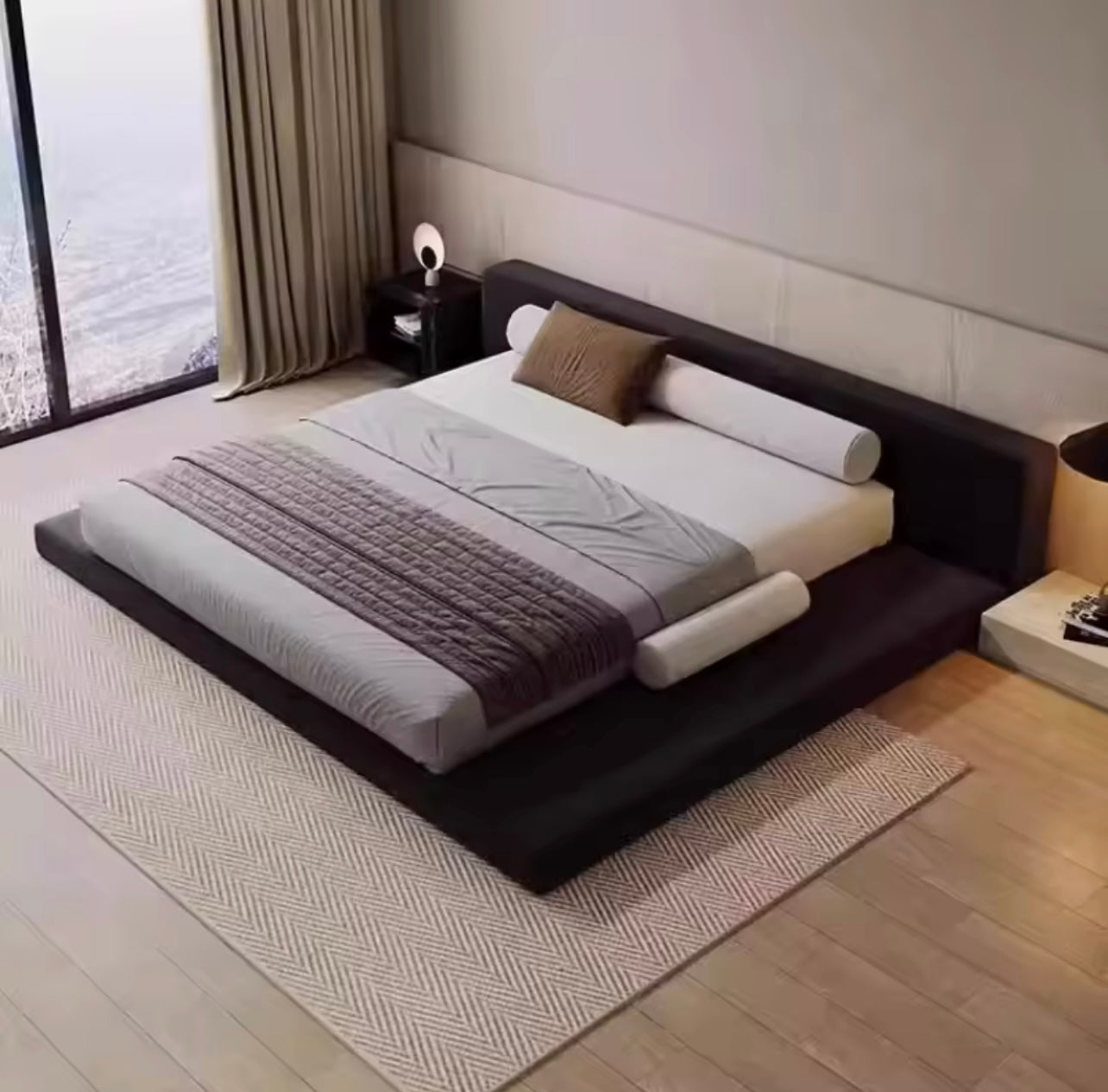 Italian Tatami Style Minimalist Black Floor Bed