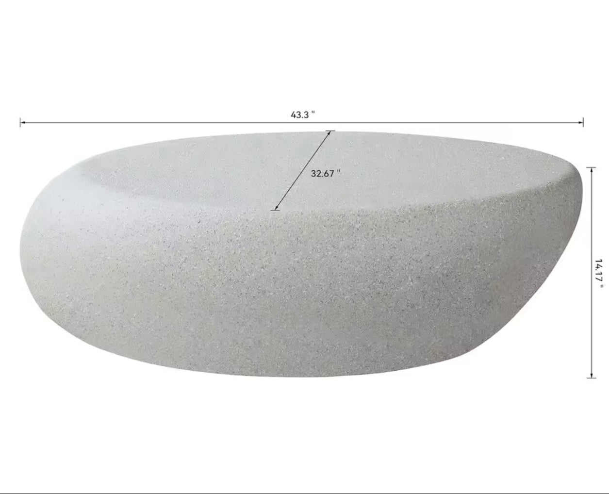 43.3” Oval Coffee Table, Modern Matte Rocks Fiberglass Center Table