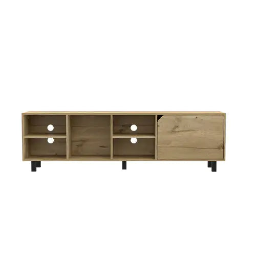 Light Oak 70-Inch TV Stand with Open Shelves