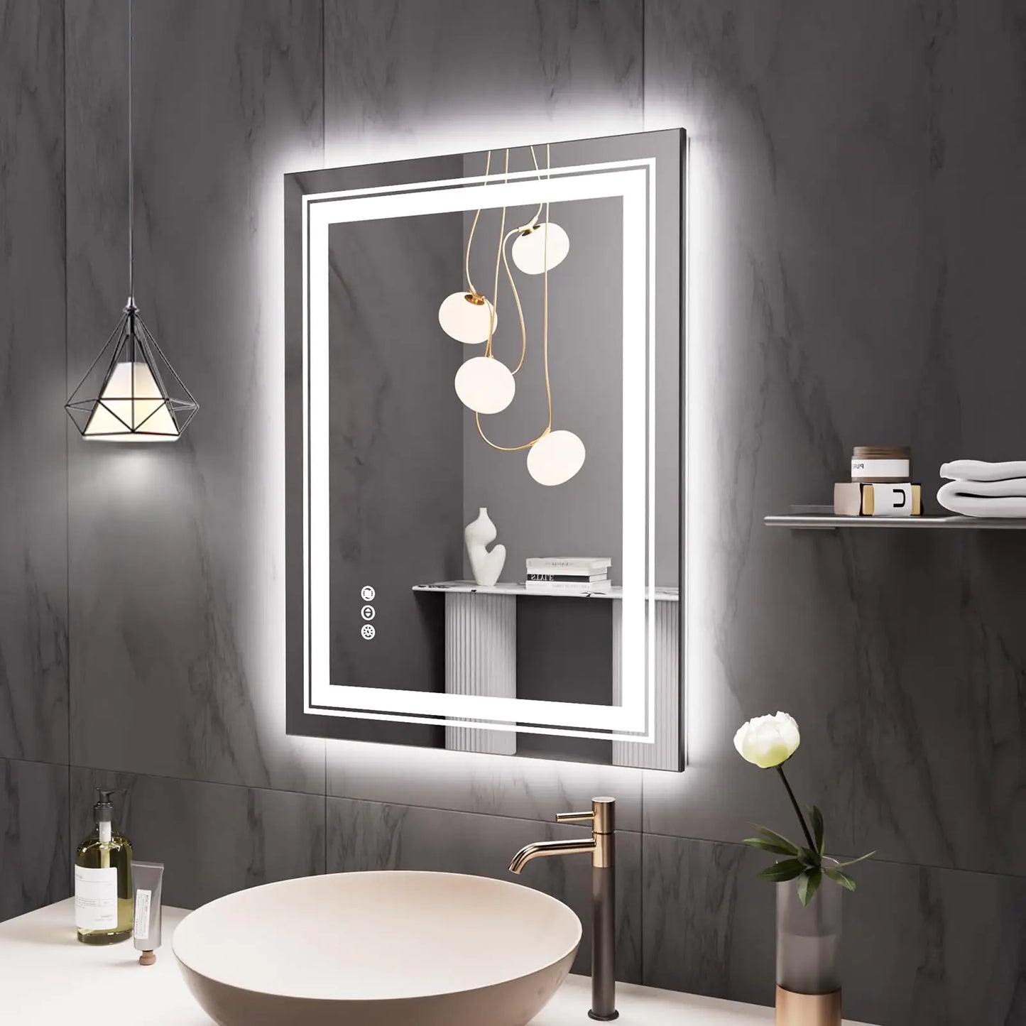 LED Backlit Bathroom Mirror 28x20 Inch