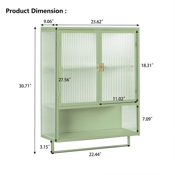 Bathroom Wall Cabinet and Towel Bar - Green Wall Cabinet