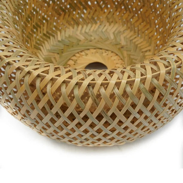 Natural Woven Bamboo Pendant Light with Bulb