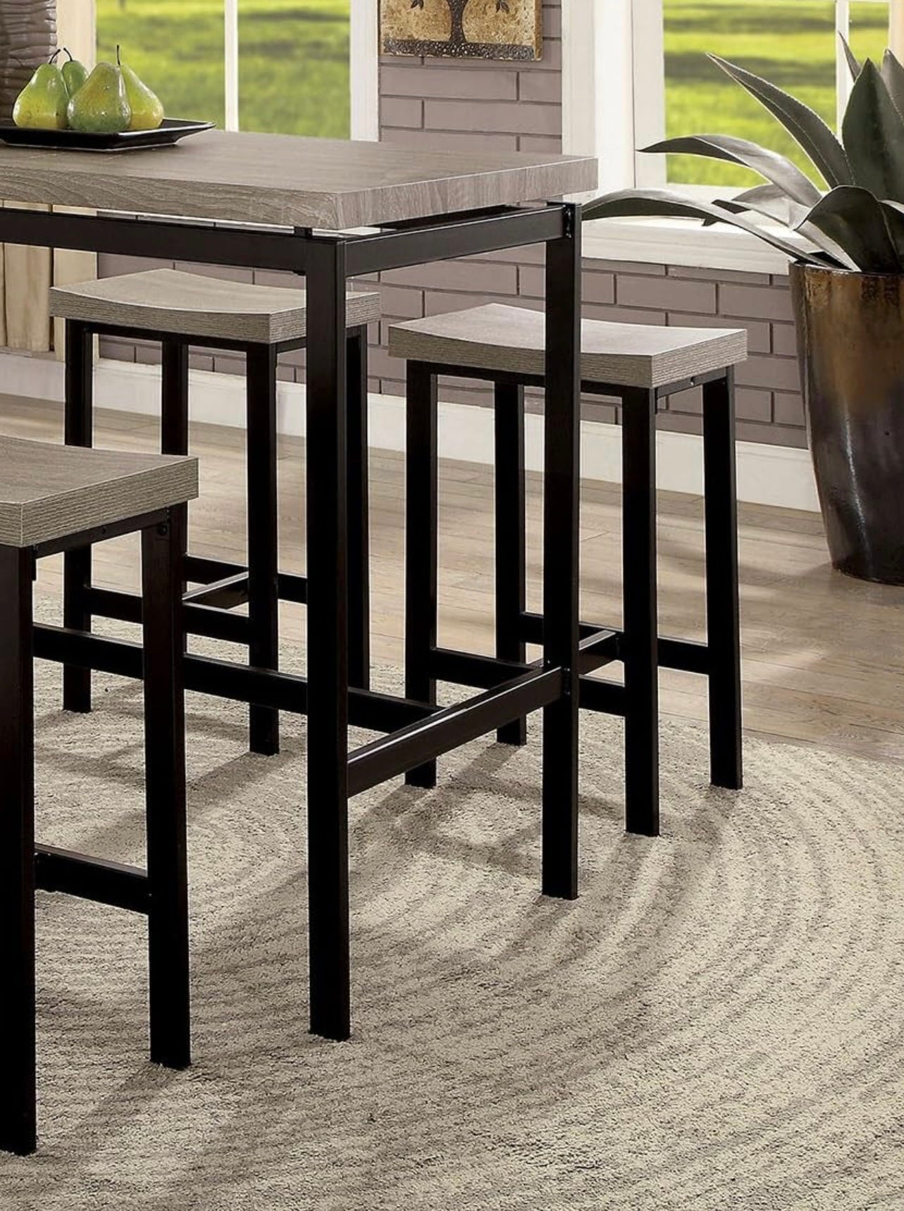 5 Piece Counter Height Dining Set Black Gray