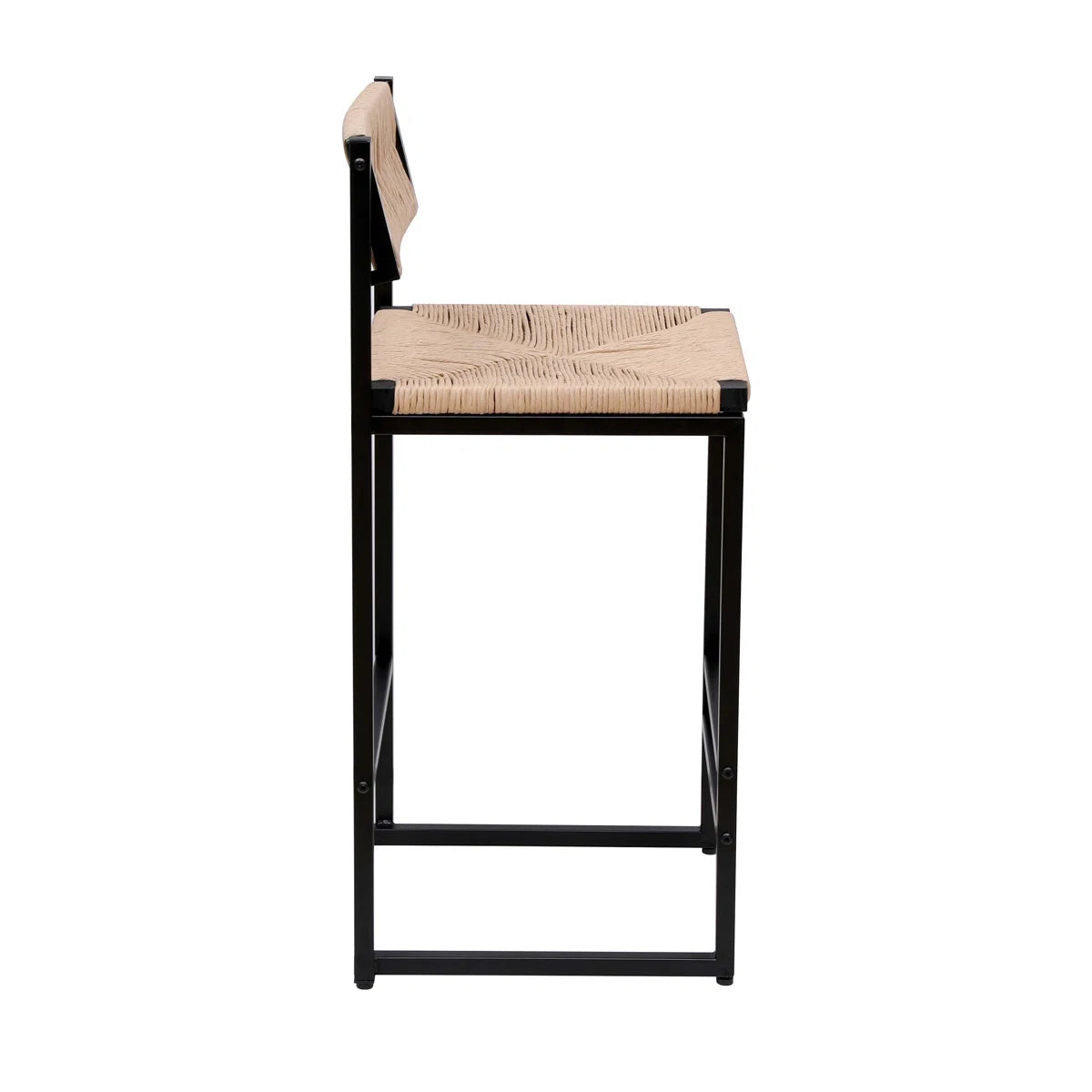 Set of 2 Bar Stools - Honey Counter Height Stools with Paper Rope Seats