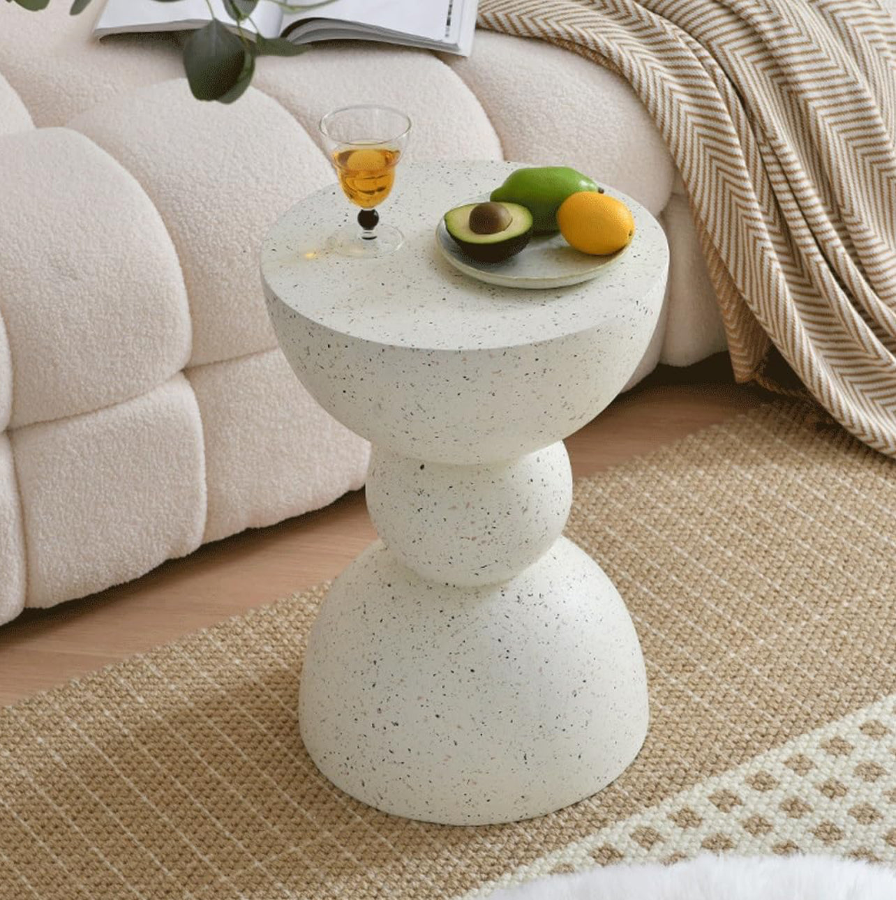 Modern Accent Table, Contemporary White Tea Table for Living Room
