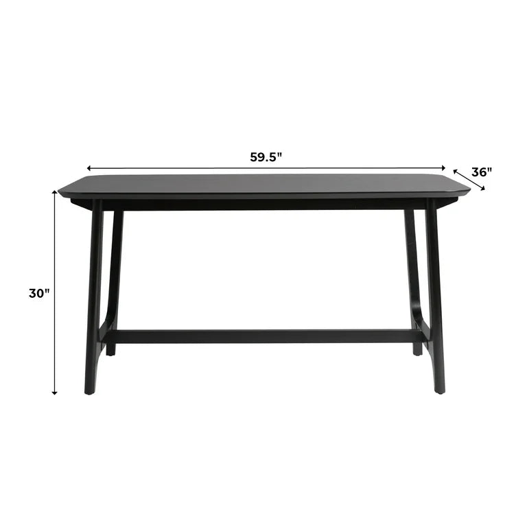 Mid-Century Trestle Dining Table, Black Ash