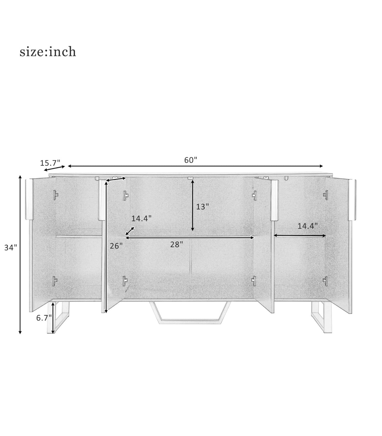 White Modern 4-Door Sideboard Buffet Cabinet