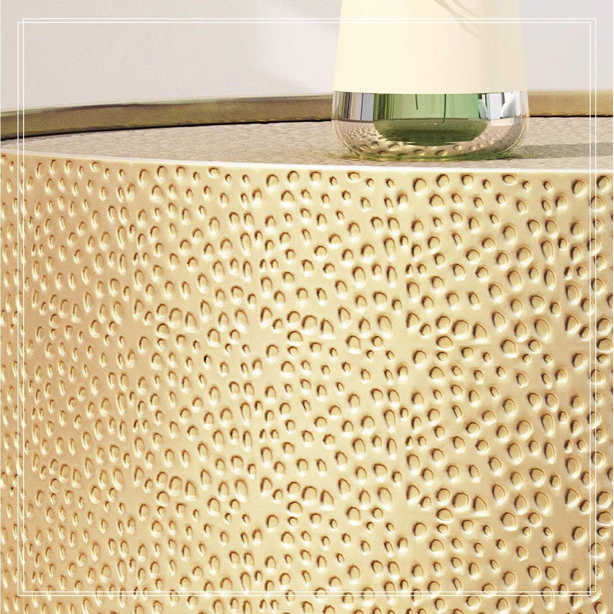 26" Modern Gold Round Metal Coffee Table