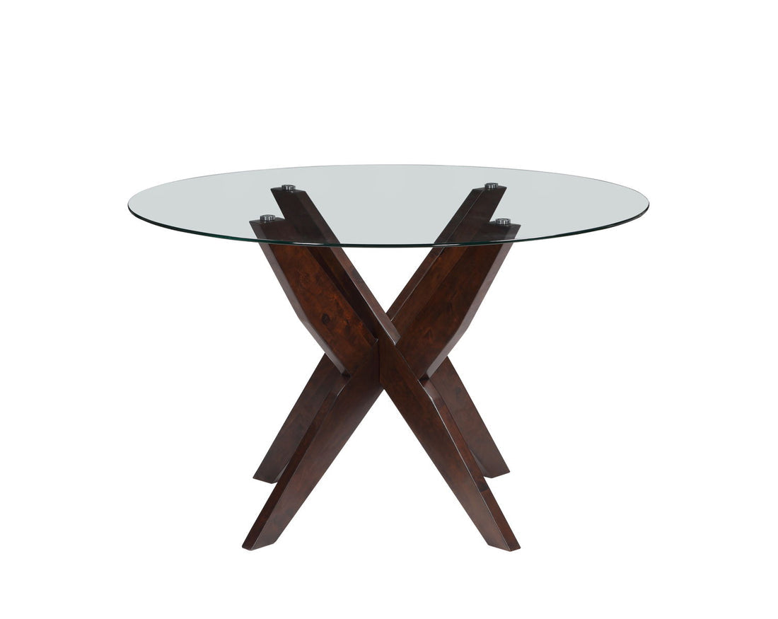 Dark Brown Dining Table with Glass Top