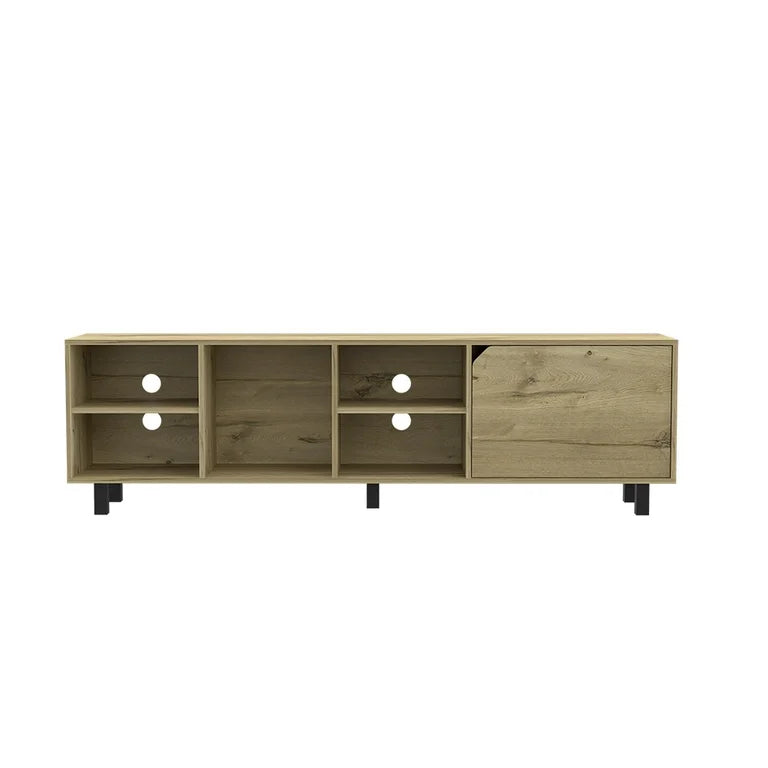 Light Oak 70-Inch TV Stand with Open Shelves