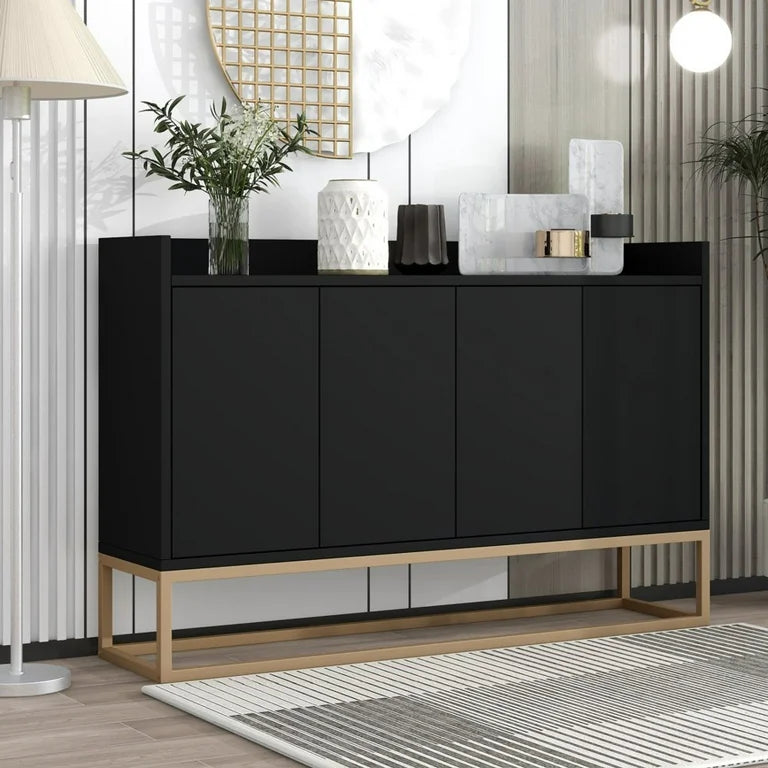 Compact Black Modern Sideboard Buffet Cabinet