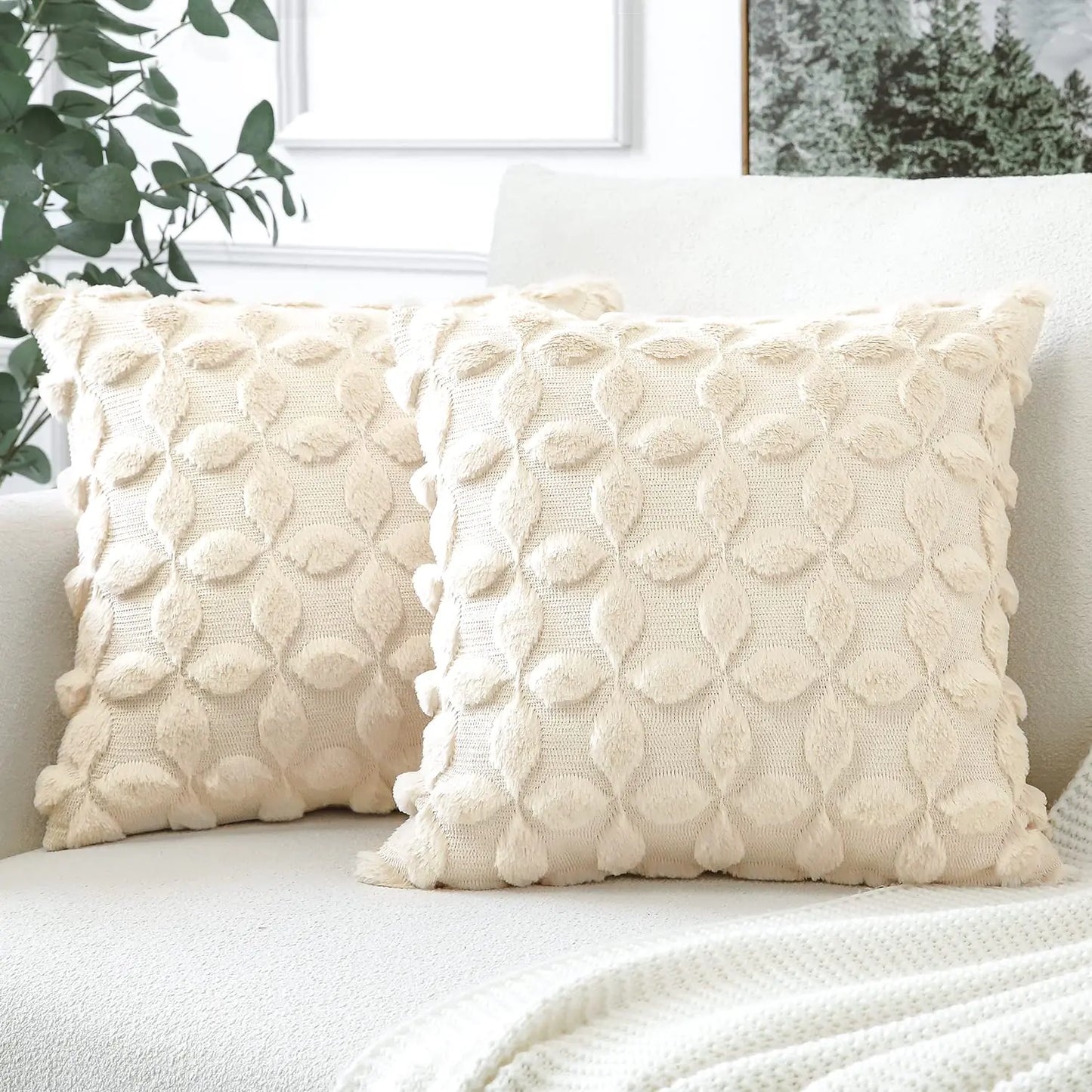 Set of 2 Velvet 3D Flower Pillow Covers 24x24"