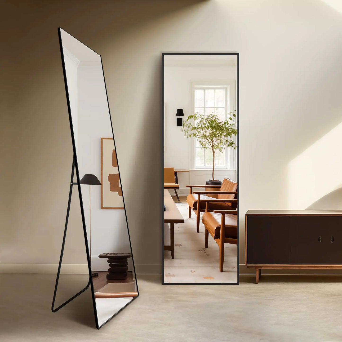 Full Length Standing Mirror with Aluminum Frame 70x24"