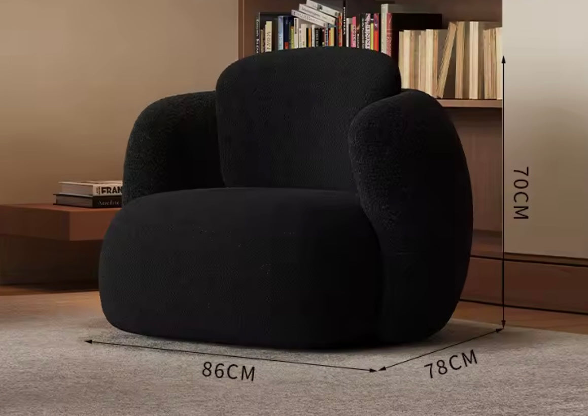 Modern Upholstered Curved Lambwool Sectional Sofa, Black