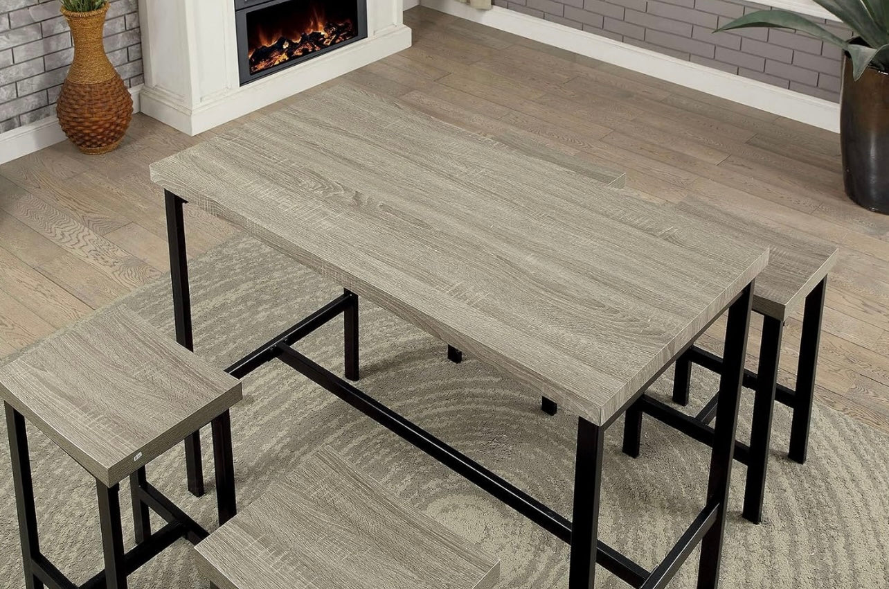 5 Piece Counter Height Dining Set Black Gray
