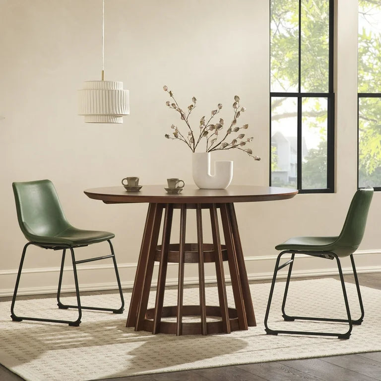Modern Round Pedestal Solid Wood Dining Table