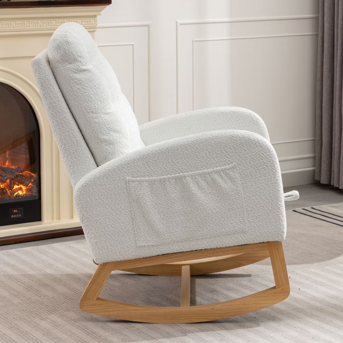 White Rocking Chair with Footrest - Small Rocking Chair for Baby Nursery