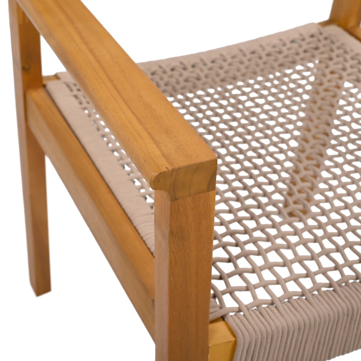 Set of 2 Teak Rope Outdoor Chairs – Acacia Wood Patio Chairs