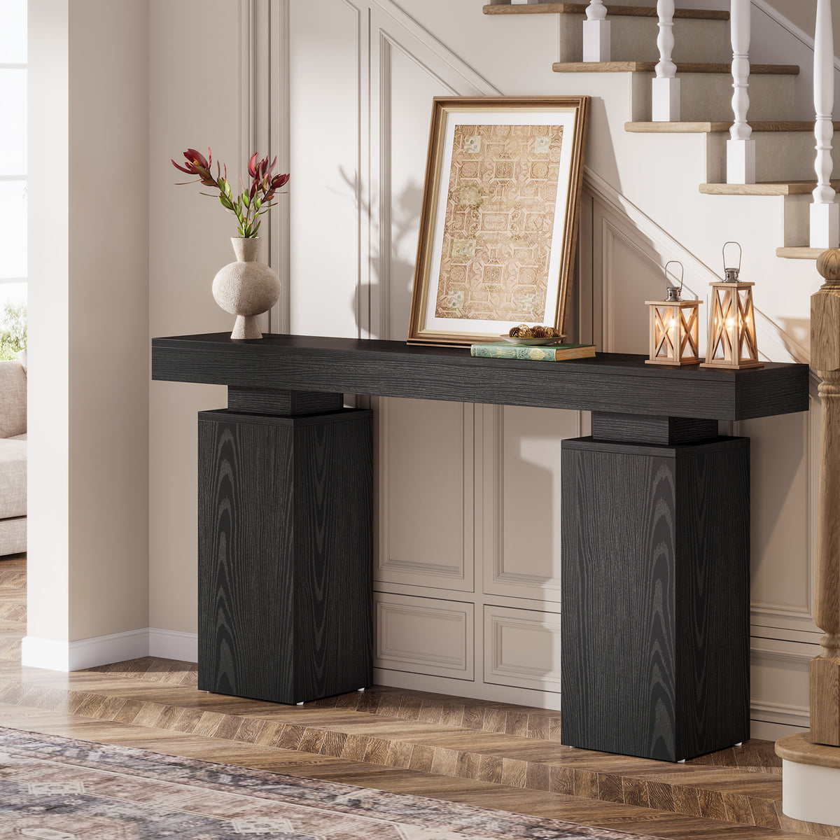 63” Rustic Console Table, Wooden Entryway Table