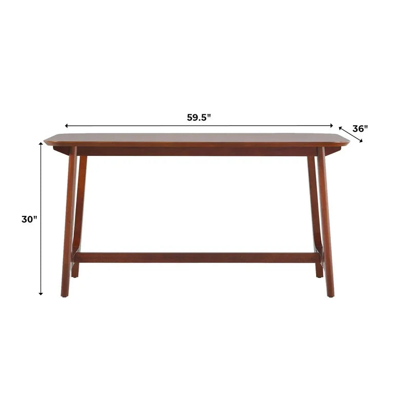Mid-Century Walnut Veneer Dining Table with Trestle