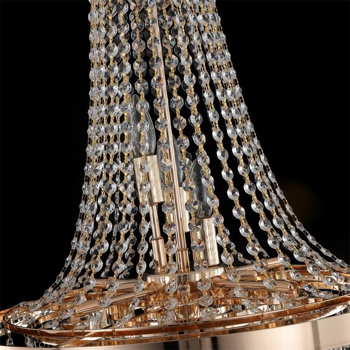 Golden Crystal Chandelier with Layered K9 Design