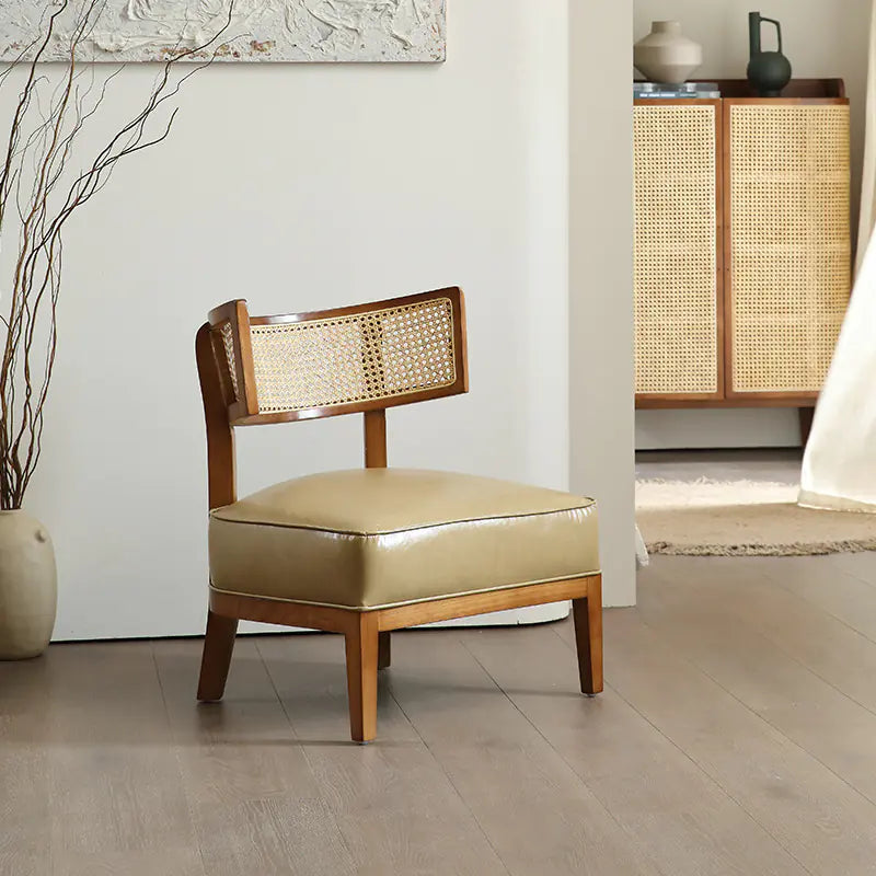Solid Wood Rattan Single Lounge Chair