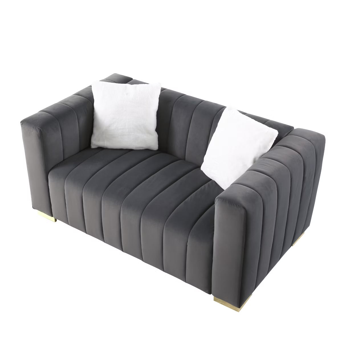 Grey or Beige 3 Seater Sofa - Velvet Loveseat Sofa