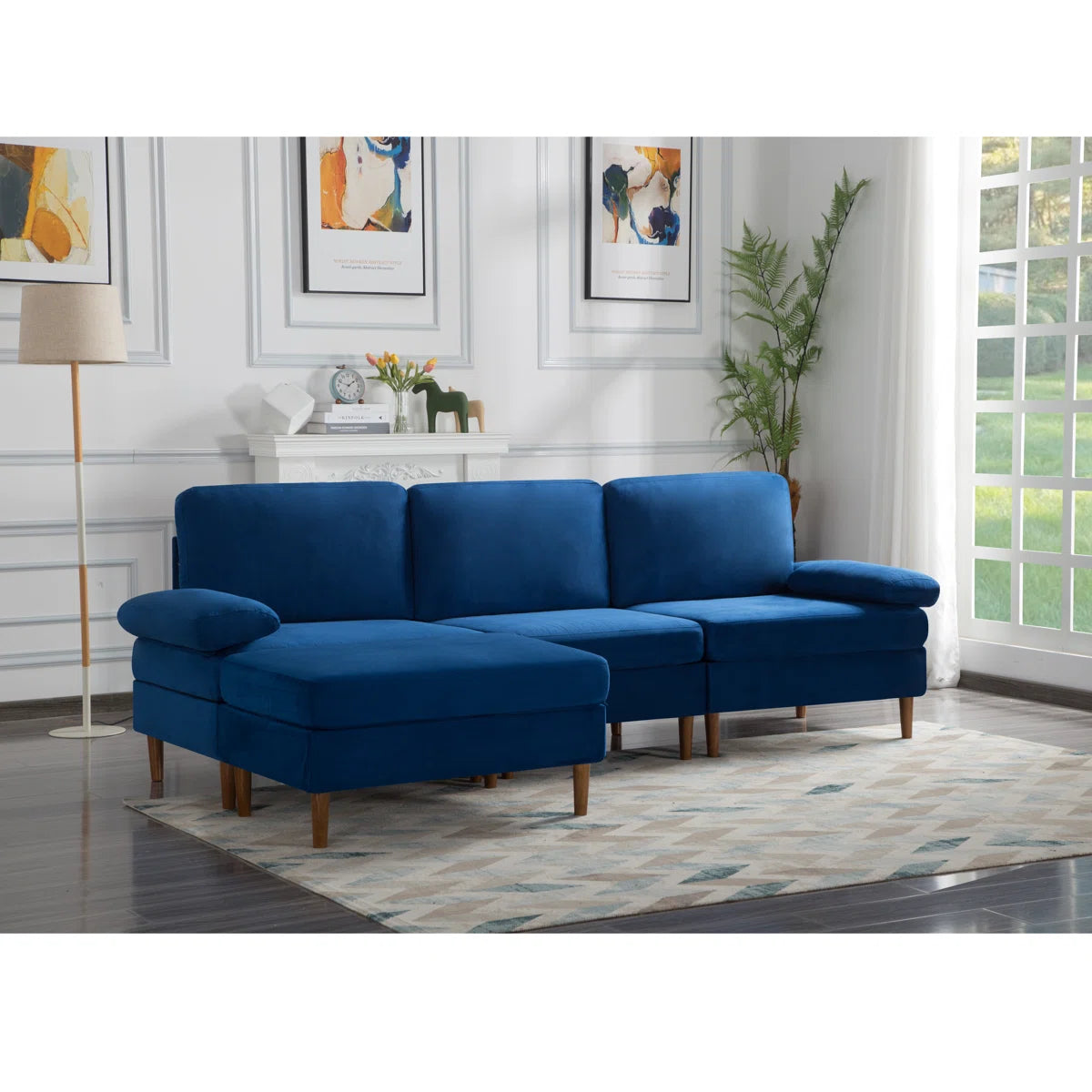 102 Inch Modular Velvet Sectional Sofa with Ottoman