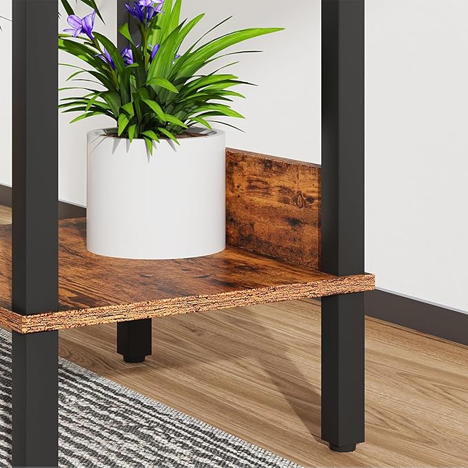 Rustic Brown End Tables with 2 Tiers (Set of 2)
