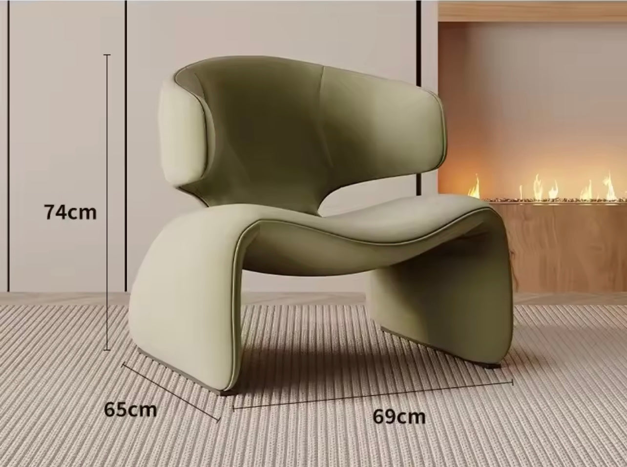 Beige Curved Lounge Sofa with Double Backrest