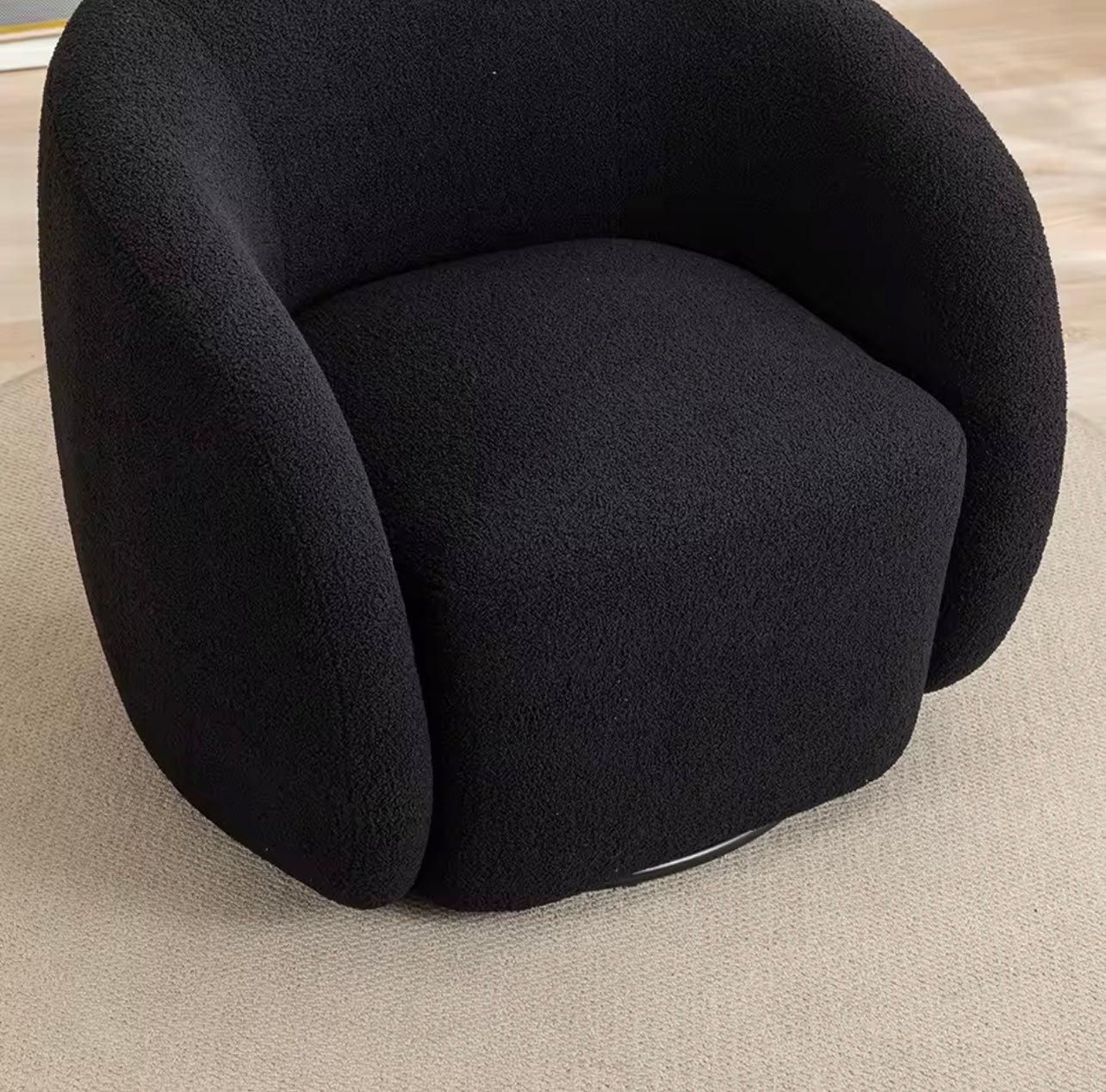 Set of 2, 360 Degree Swivel Accent Chairs, Lambswool Barrel Side Chairs