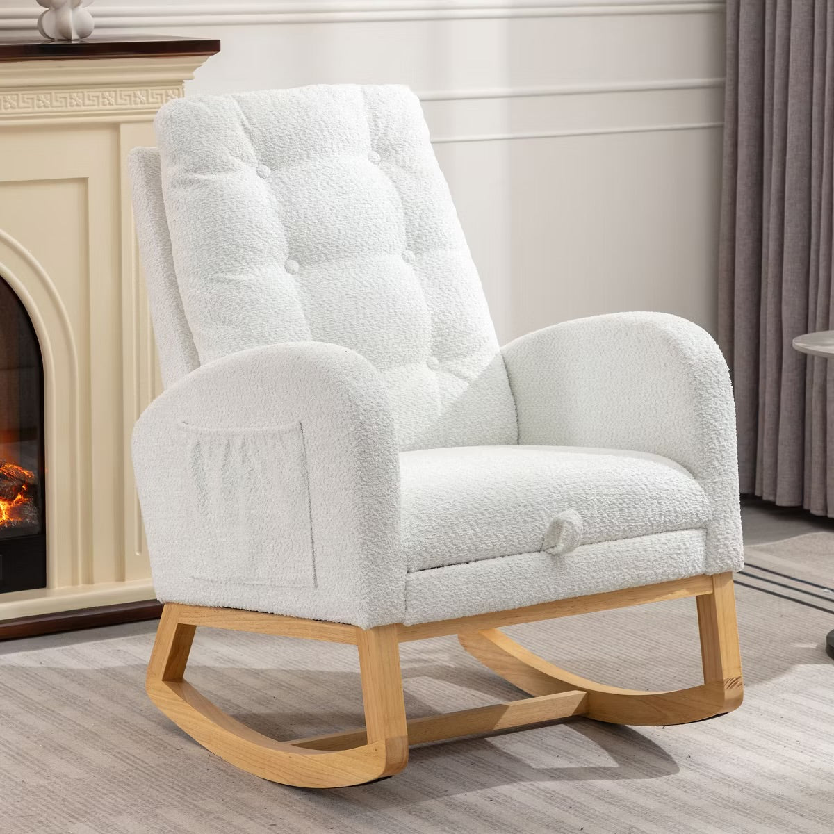 White Rocking Chair with Footrest - Small Rocking Chair for Baby Nursery