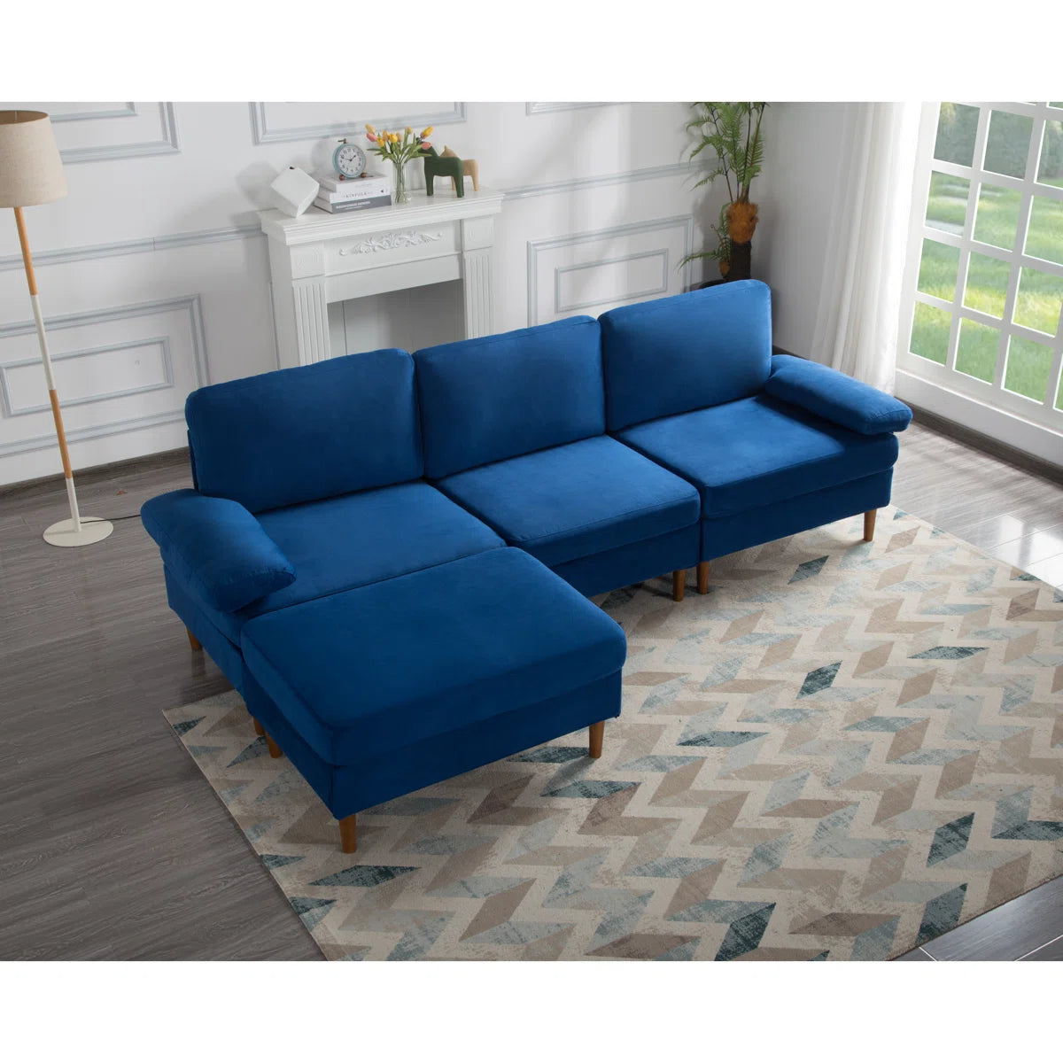 102 Inch Modular Velvet Sectional Sofa with Ottoman
