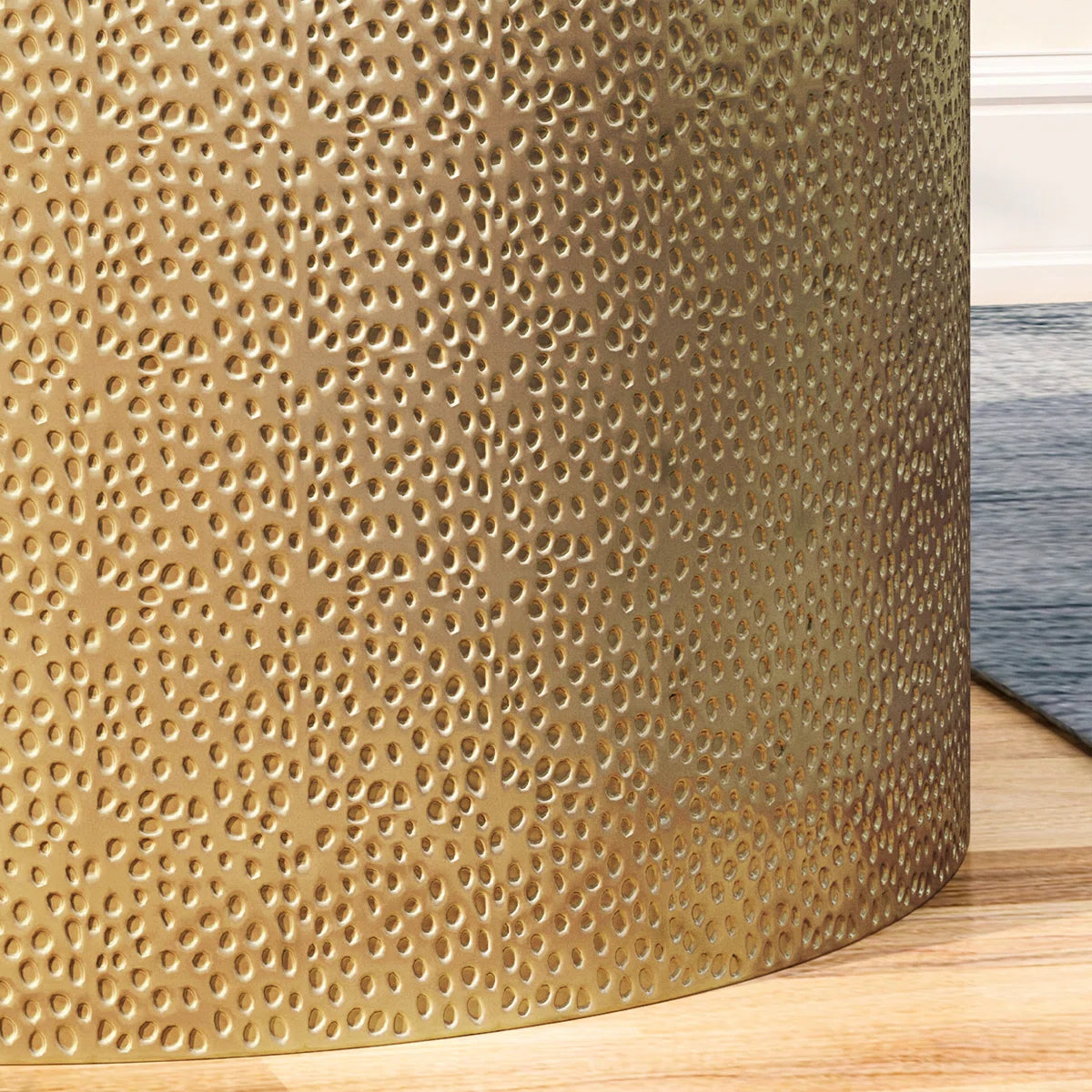 26" Modern Gold Round Metal Coffee Table