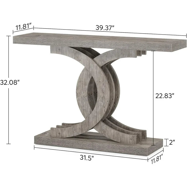 39" Modern Console Table – Grey Wood Entryway Console