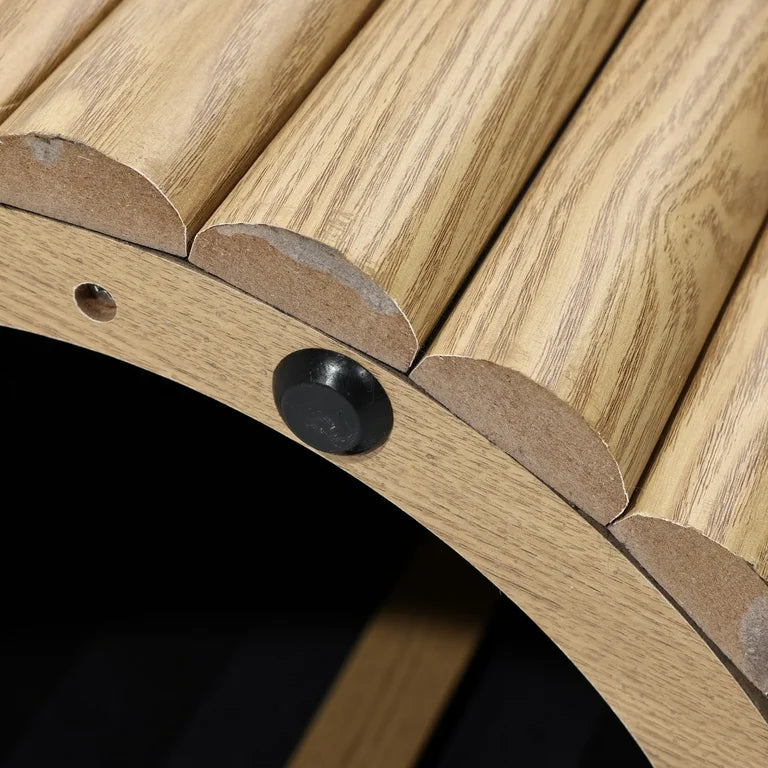 23.6" Fluted Round Wood Side Table – Oak Finish