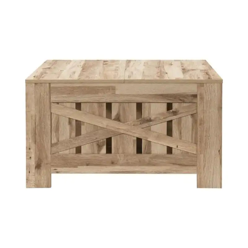 31.5" Black Oak Square Coffee Table with Shelf