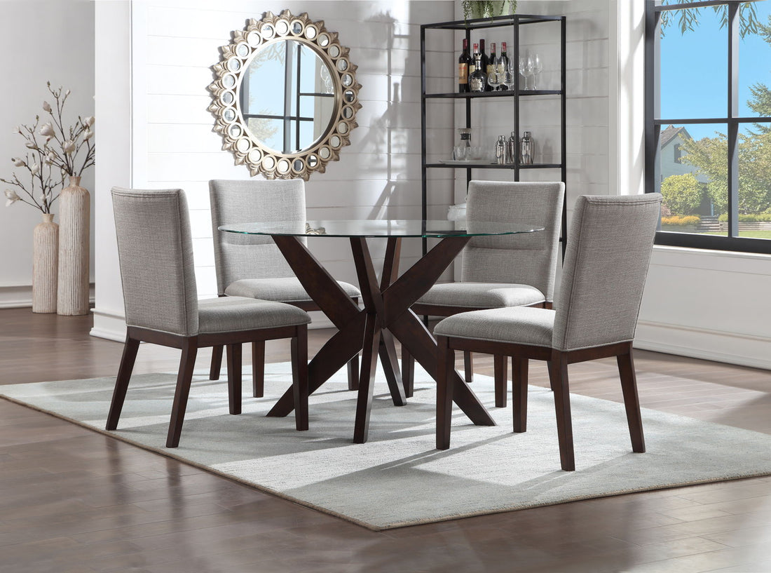 Dark Brown Dining Table with Glass Top