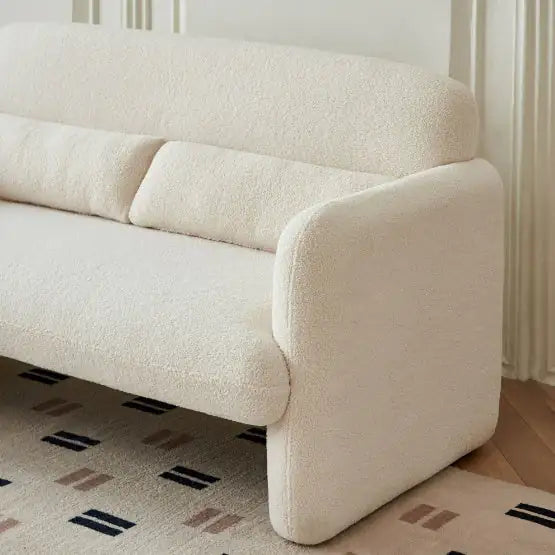 Beige Sofa - Sherpa Small Sofa with Support Pillows