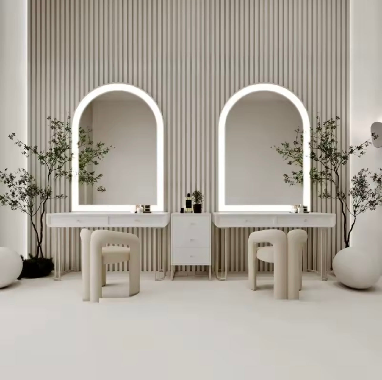 LED Arched Mirror Vanity Set with Chair, 120cm Makeup Table